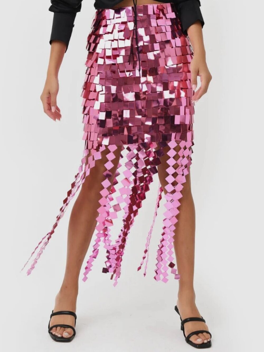 Jonathan Simkhai Pink Sequin Fringe Party Mini Skirt Festival Holiday 4